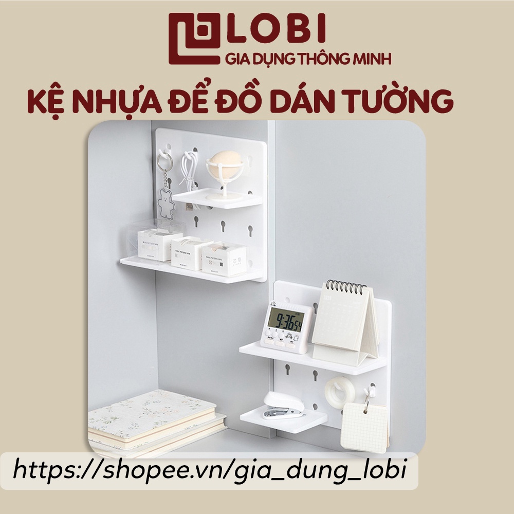 Kệ nhựa để đồ dán tường, bảng Pegboard mini bảng treo lỗ trang trí treo tường