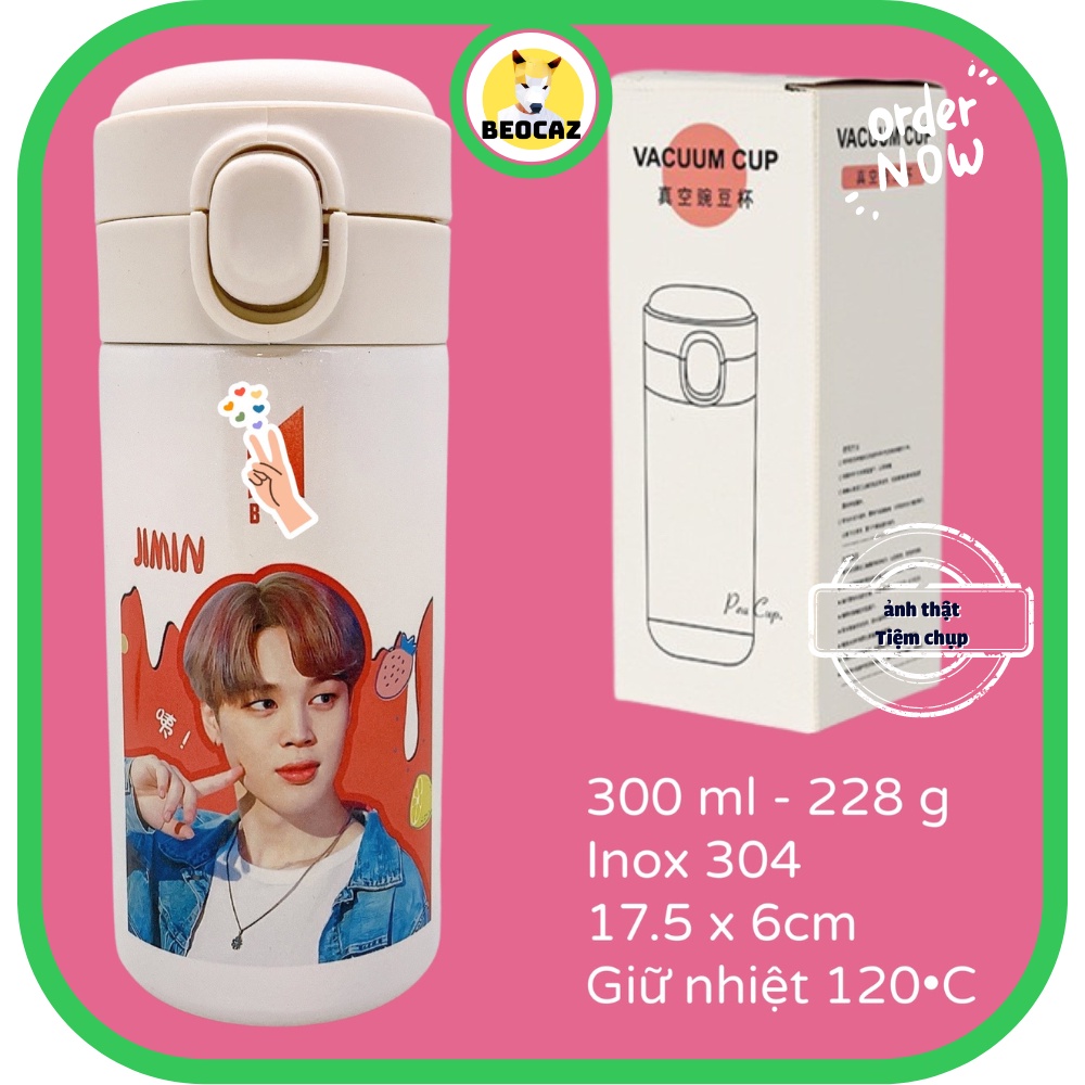 Bình giữ nhiệt Inox BTS 330 ml V Jimin Jungkook Bangtan Boys bình nước quà tặng Full Box dễ thương chibi có sẵn