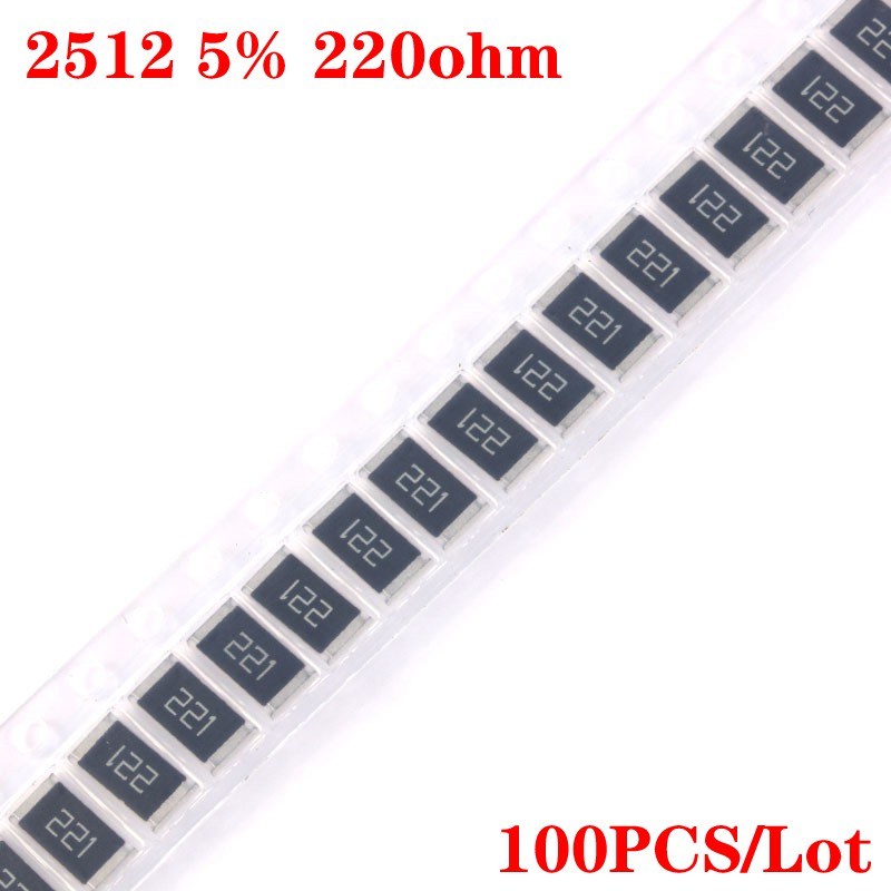 100 Chiếc 2512 Điện Trở Chip 220ohm 220R 221 Điện Trở SMD 1W