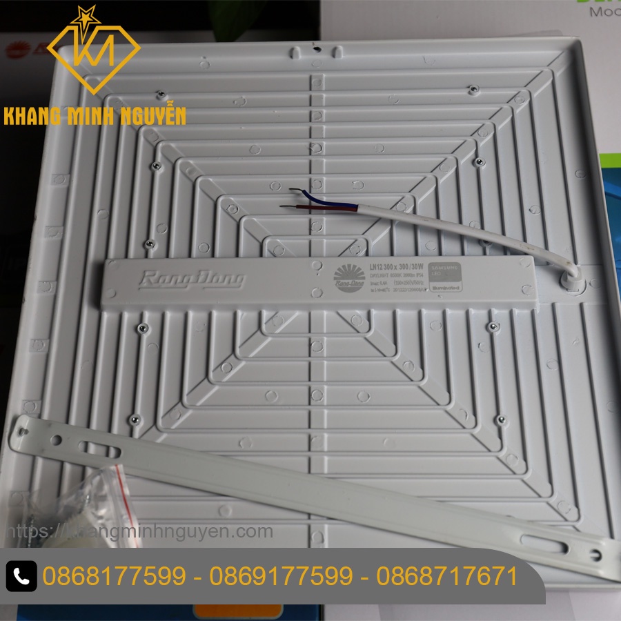 Đèn LED ốp trần RẠNG ĐÔNG vuông LN12-300x300/30W 6500K SS, đèn ốp trần ban công, ốp trần sảnh, ốp hành lang, ốp logia