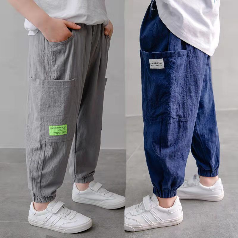 Quần Cotton Lanh Mỏng Dáng Rộng Ngắn Tay Phong Cách Mùa Hè Thời Trang Mùa Hè Hàng Mới Dành Cho Bé Trai 2022