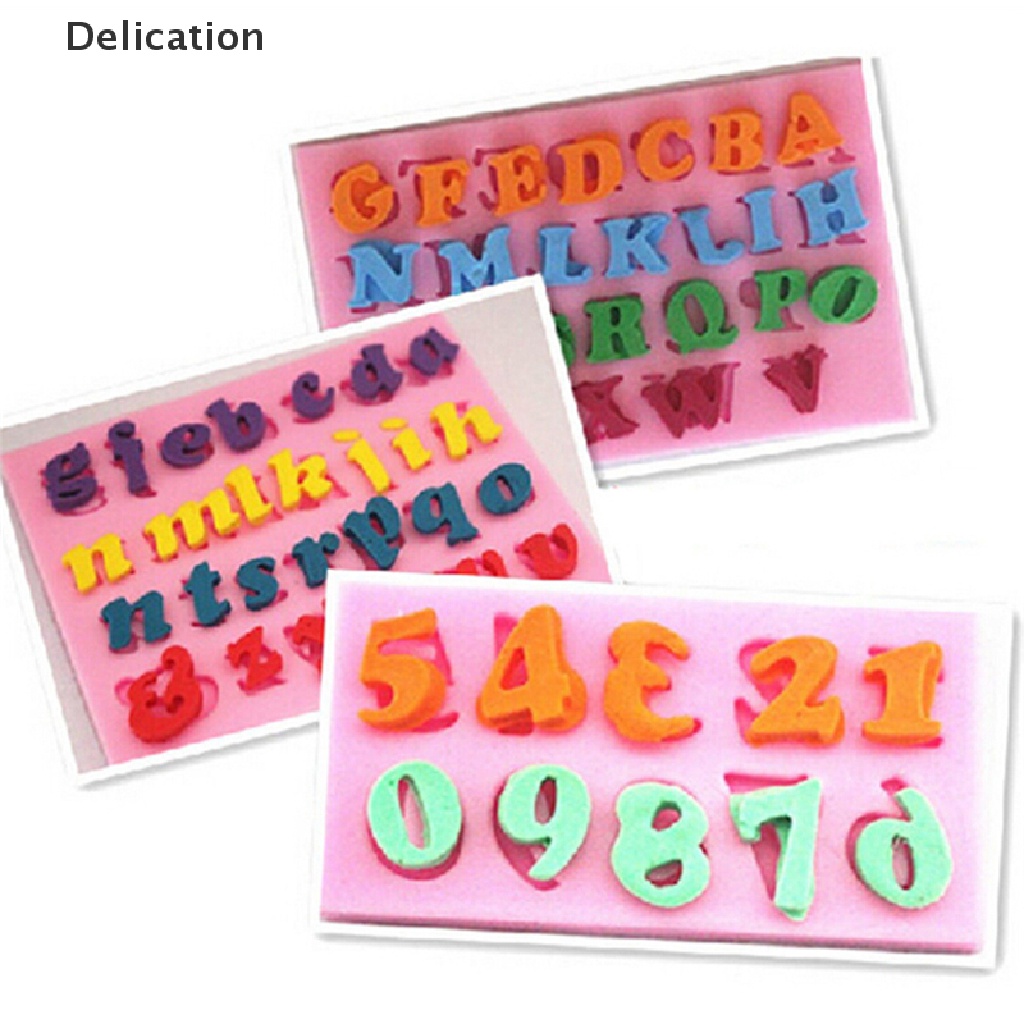 3 Khuôn silicon ELEBUY trang trí bánh fondant làm thủ công DIY hình chữ và số mini