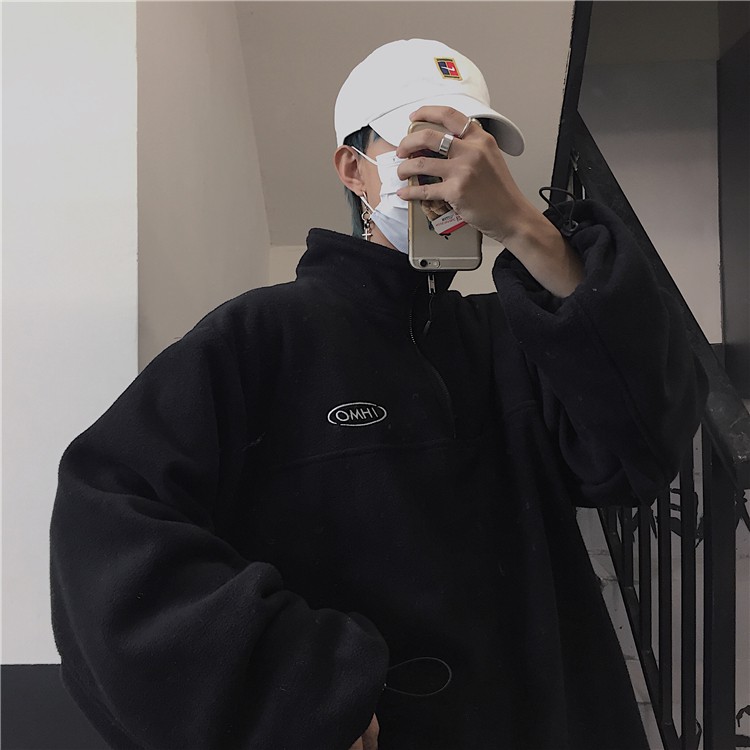 Áo thun tay dài dáng rộng vải lông cừu thời trang thu đông | BigBuy360 - bigbuy360.vn