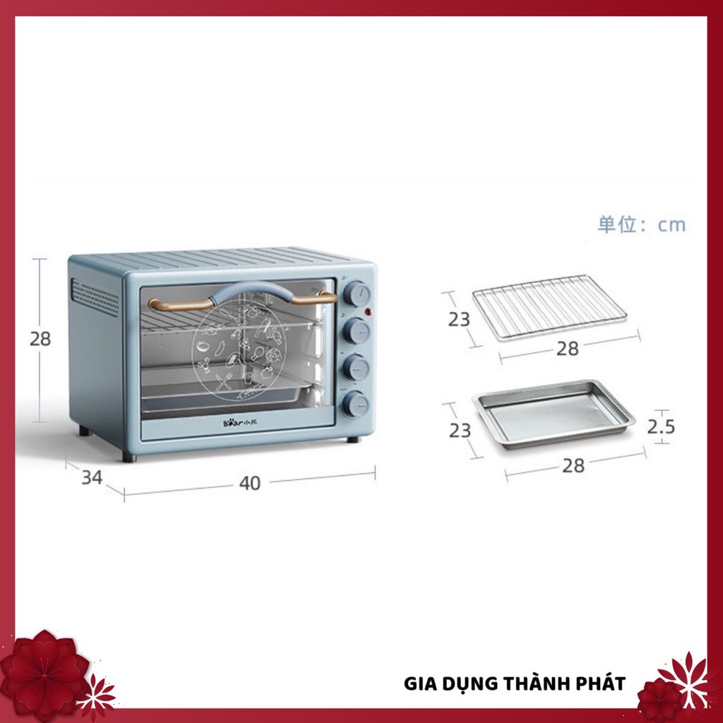 Lò nướng Bear 32L DKX-C32G5, 3 tầng, sử dụng để nướng, quay thực phẩm, độ bền cao