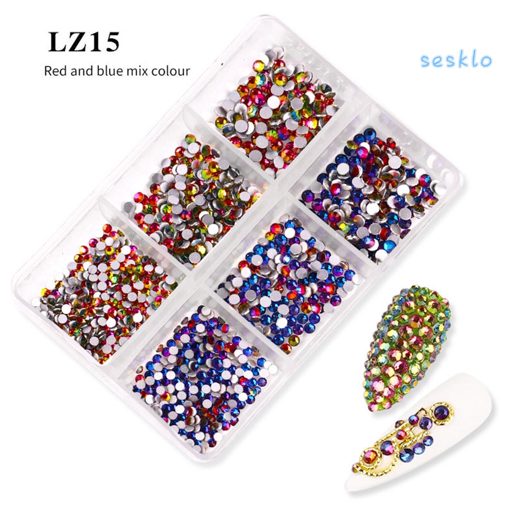 Hộp 6 Ngăn Đựng Hạt Kim Cương Giả Đa Năng Nhiều Hình Dạng Trang Trí Móng Tay Nghệ Thuật