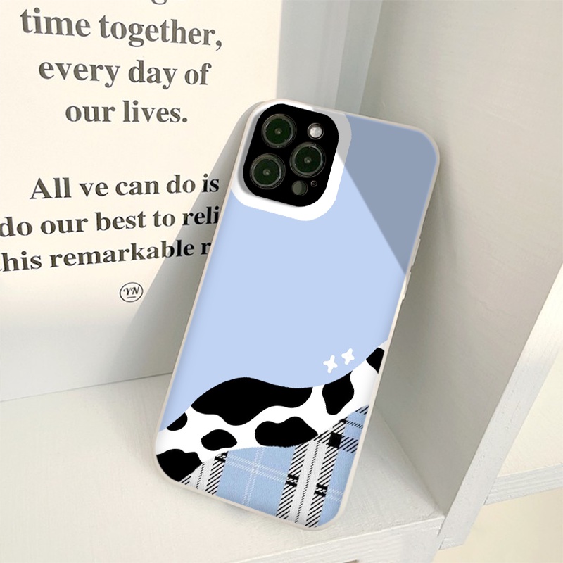 Ốp iphone - Ốp lưng iphone cạnh vuông viền camera Caro bò sữa dành cho ip 6 đến 14promax - ng158