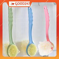 Cây bàn chải cọ lưng kèm bông tắm 2 in 1 có tay cầm tiện dụng