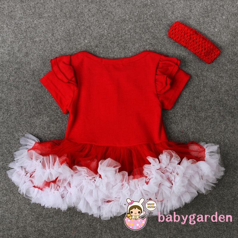 Set đầm xoè + băng đô cài tóc phong cách Giáng sinh cho bé