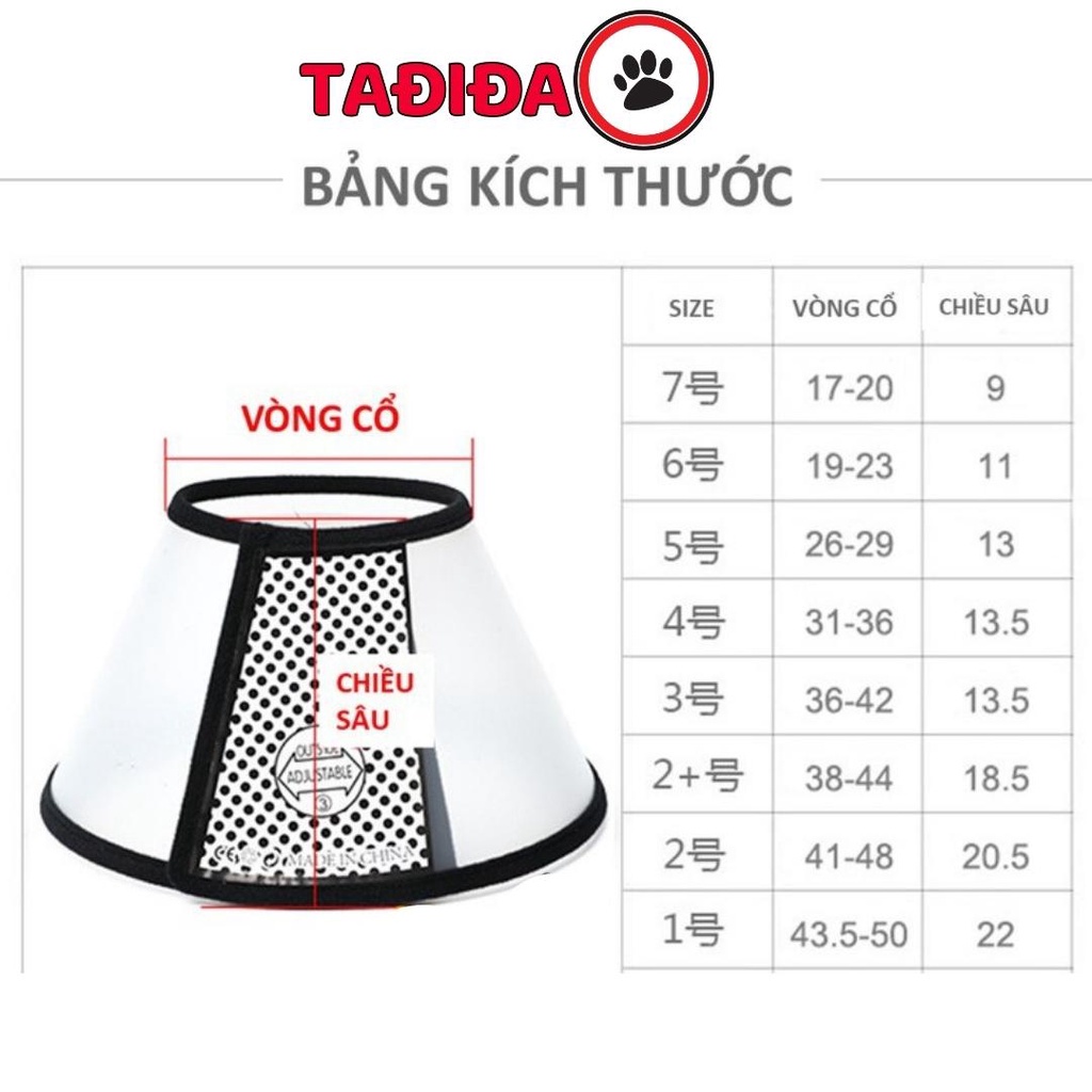 Vòng chống liếm cho Chó Mèo chống xướt , Loa chụp cổ chống cắn bậy cho Thú Cưng - Tadida Pet