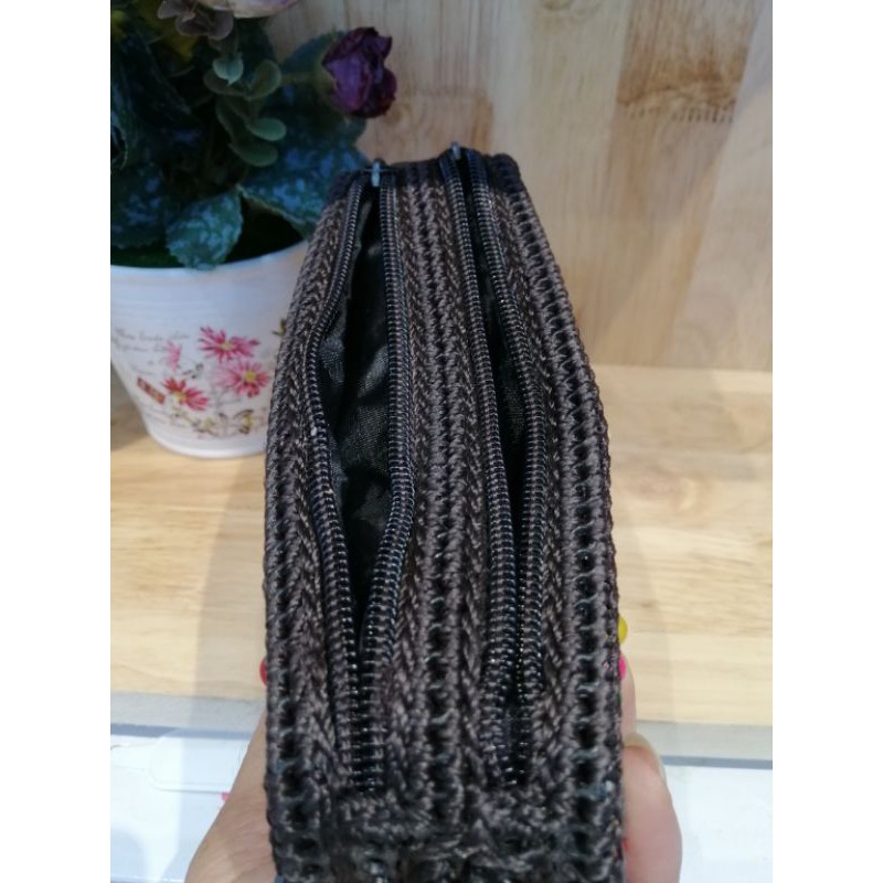 BÓP CẦM TAY HANDMADE ĐÍNH HẠT GỖ VÀ VỎ DỪA