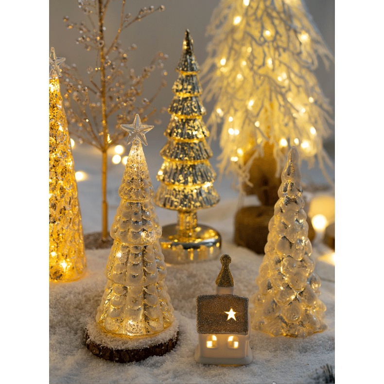 Cây Thông Kính Phát Sáng Để Bàn Trang Trí Giáng Sinh