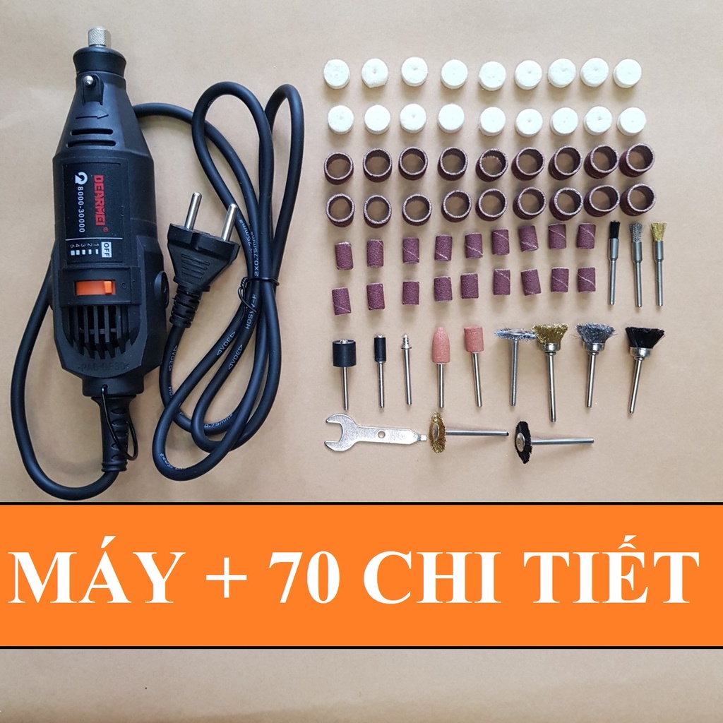 MÁY MÀI MINI CẦM TAY CỰC MẠNH KÈM 70 CHI TIẾT KHOAN CẮT MÀI ĐÁNH BÓNG