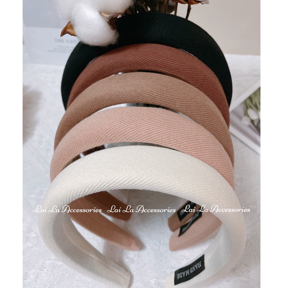 Băng đô vải xốp bản rộng 3cm phong cách cổ điển Pháp, cài tóc thời trang màu Retro Lại La