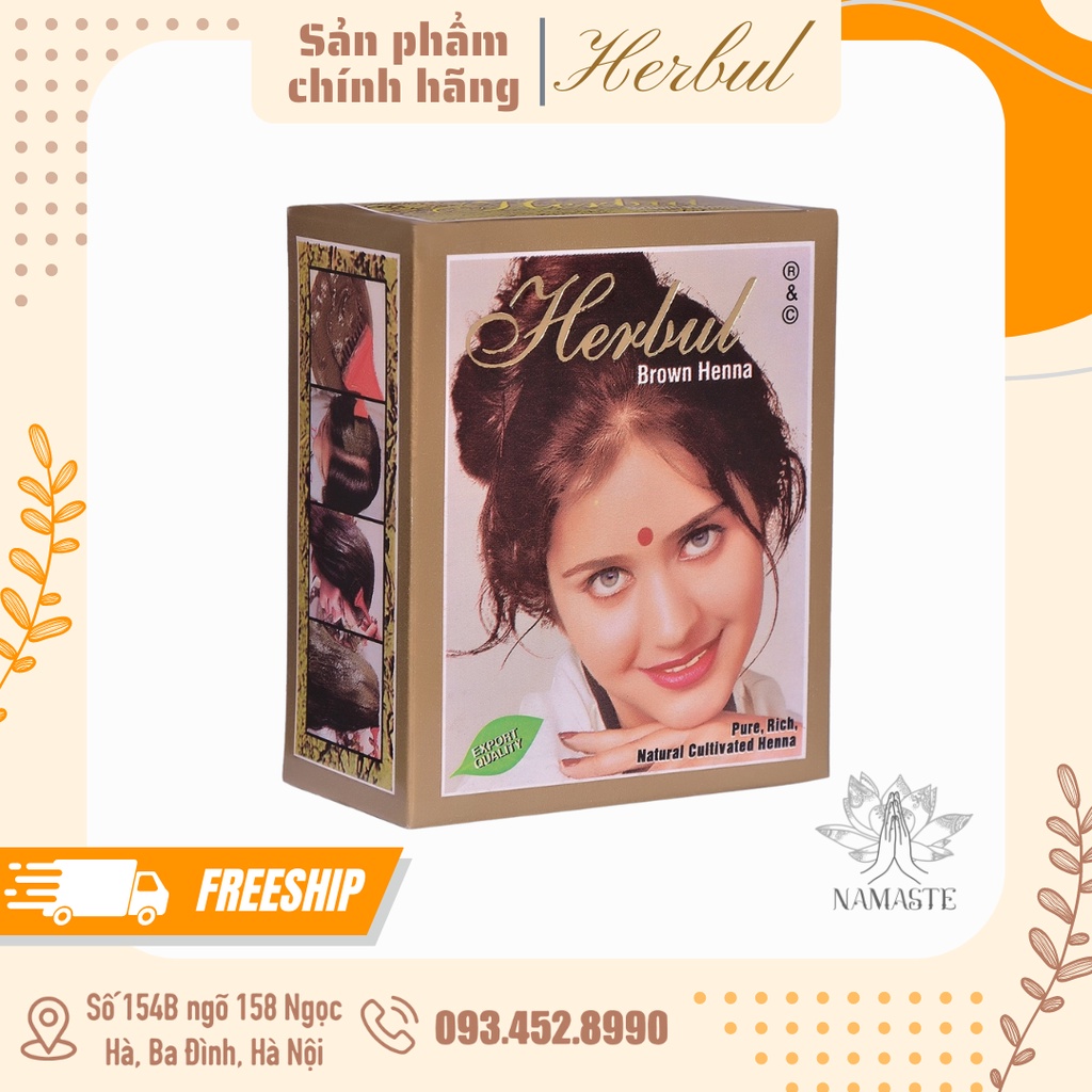 Bột Nhuộm Tóc Màu Nâu Thảo Dược Phủ Bạc Herbul Henna Xuất Sứ Ấn Độ Lê Bằng Vân