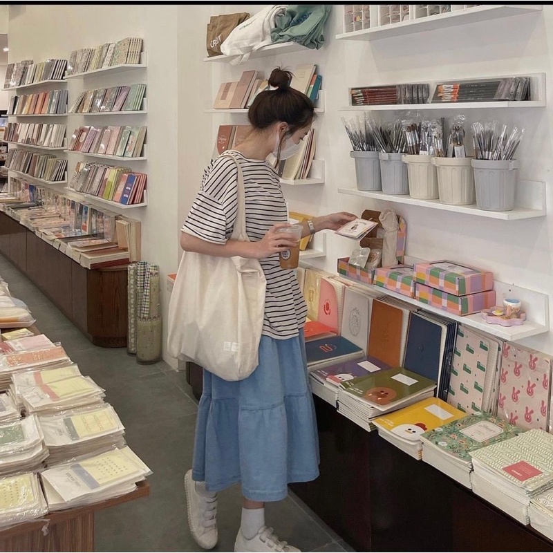 Chân Váy Dài Demin Lưng chun From Xoè Style