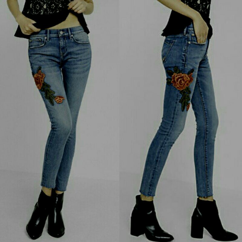 QUẦN JEANS THÊU HOA ĐẸP