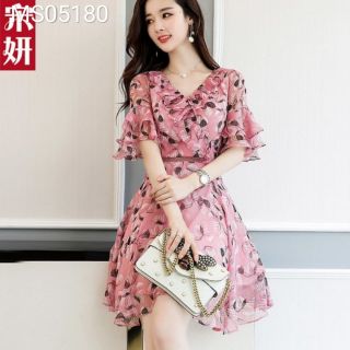 Đầm voan lụa tay lỡ tầng hoạ tiết mẫu hot năm 2018