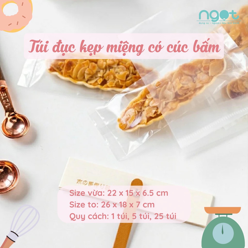 Túi Đục Kẹp Miệng Có Cúc Bấm - đựng bánh kẹo style hàn quốc - set 25c