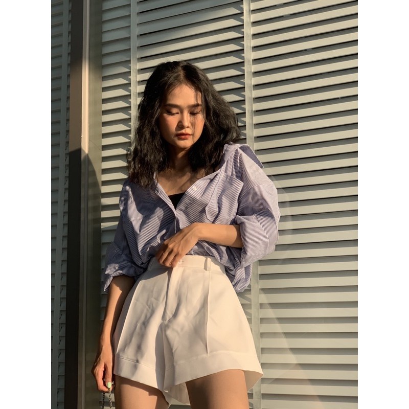 Áo sơmi kẻ sọc xanh 2 túi | BigBuy360 - bigbuy360.vn