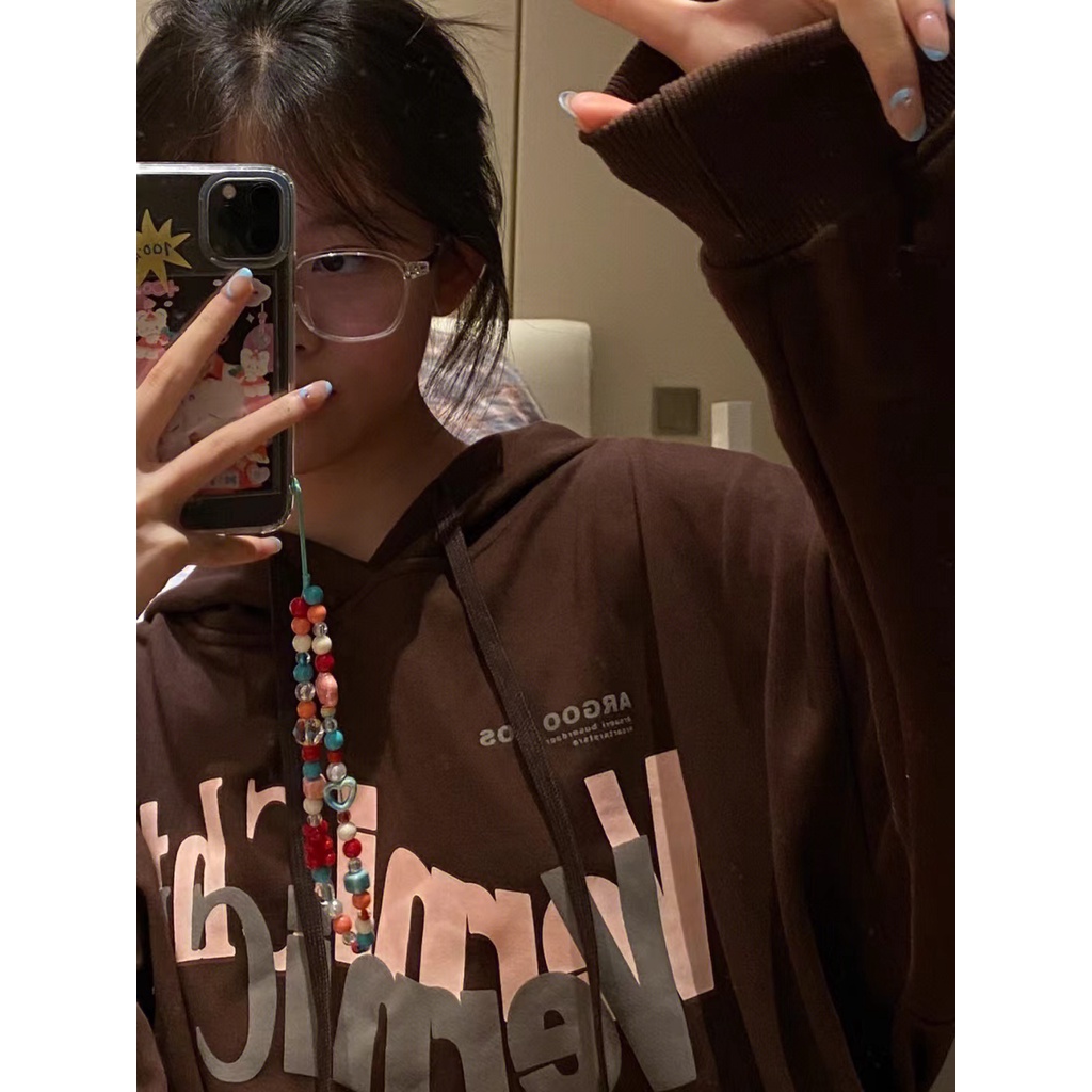 NRVP Áo Hoodie Tay Dài Oversize In Họa Tiết Phong Cách Hàn Quốc Kiểu Mới Cho Nam / Nữ