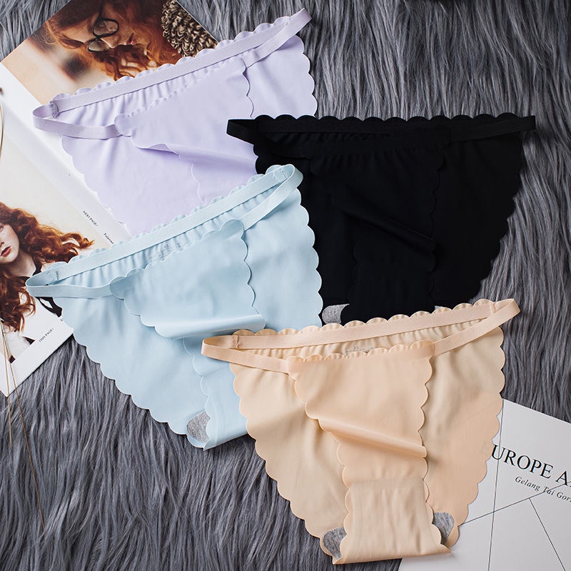 Quần lót vải lụa lạnh Cotton kháng khuẩn không để lại dấu vết kiểu Hàn Quốc cho nữ