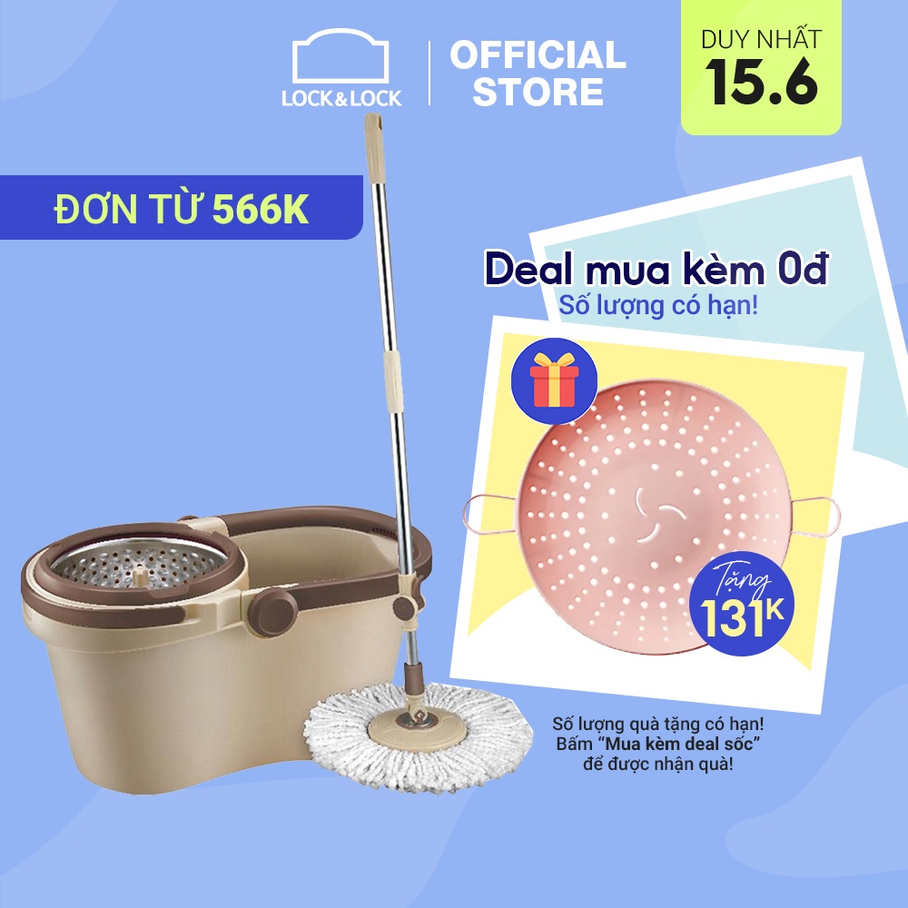 [Mã LIFEHL06 giảm 10% đơn 250K] Bộ cây lau nhà xoay tay Compact Spin Mop Lock&Lock - ETM466