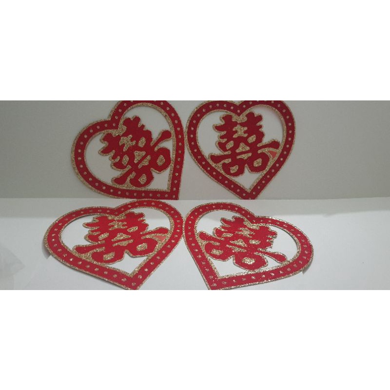 (ảnh thật) Combo 2 chữ song hỷ trái tim trang trí đám cưới