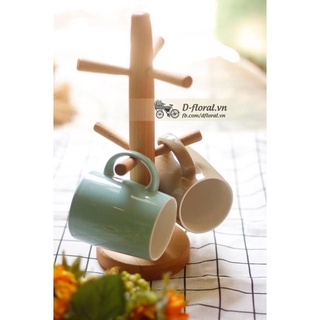 Giá treo ly gỗ sồi mộc