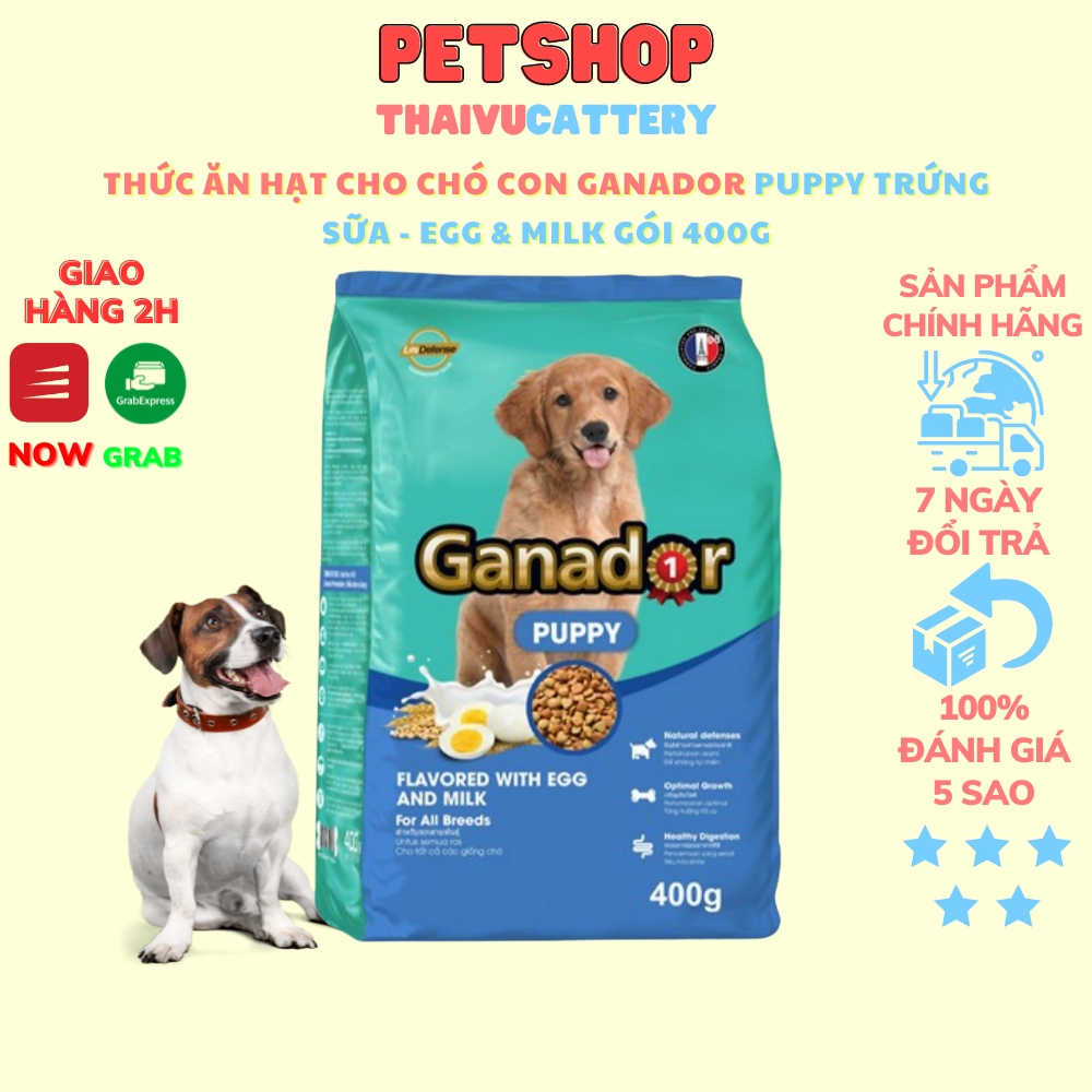 Thức ăn hạt Cho chó Con Ganador Puppy vị Trứng Sữa - EGG WITH MILK GÓI 400g