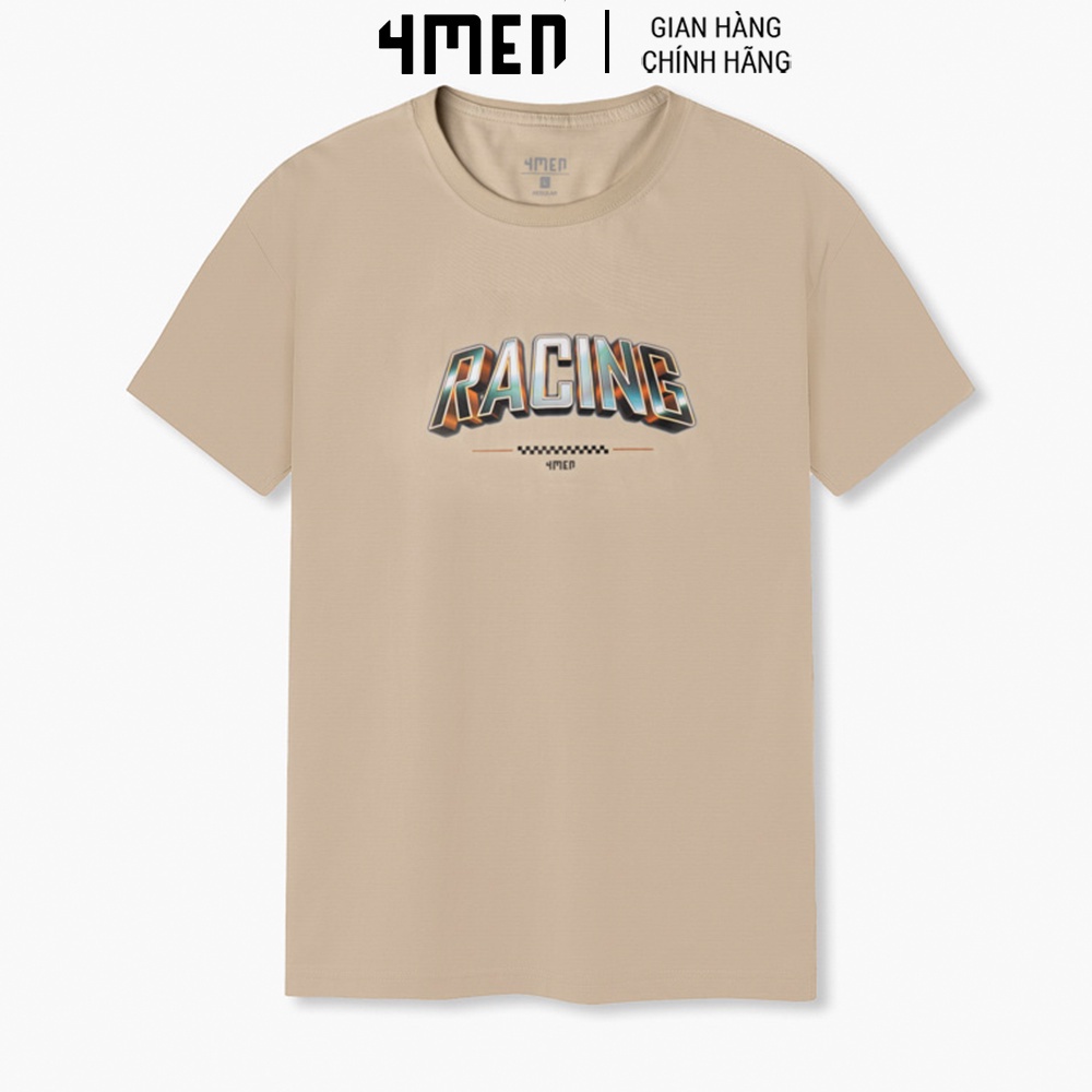 Áo Thun Nam 4MEN AT084 in Racing thiết kế cổ tròn, tay ngắn basic, vải cotton mềm mại, thoáng mát, co giãn thoải mái