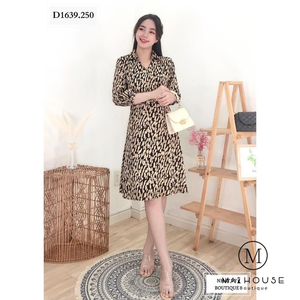 ĐẦM CỔ SƠMI DÂY EO KẾT CÚC GỖ - D1639