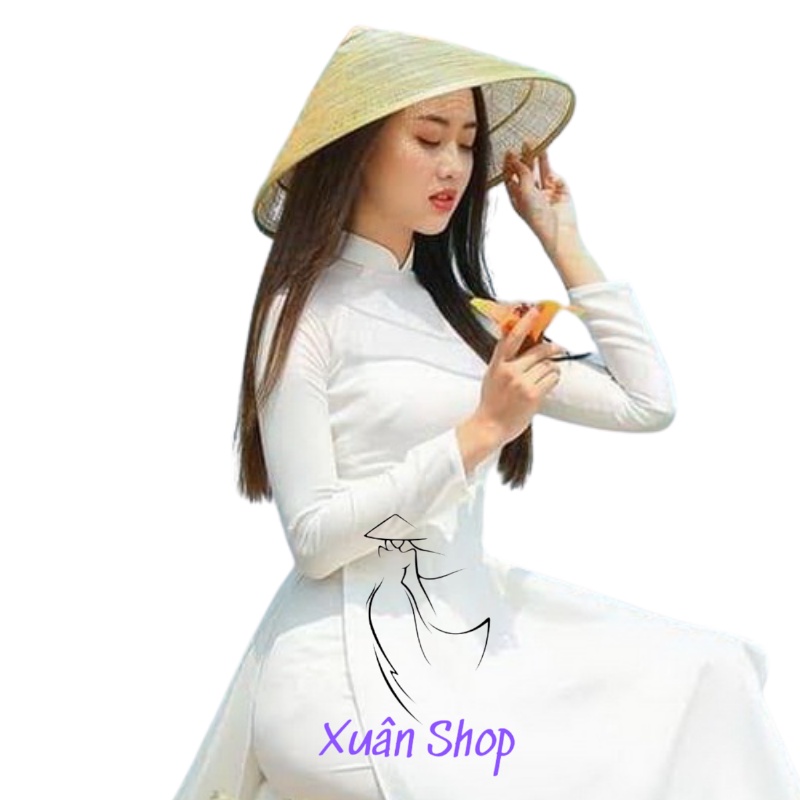 Áo dài trắng Sứ học sinh cổ truyền thống  02 tà LỤA NHẬT may sẵn