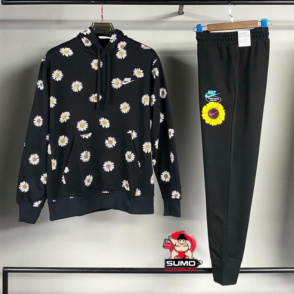 Bộ Thể Thao Nike Màu Đen- Men's Nike Daisy Full Print Flowers DM6908-010/DM5013-010 Sumoauthentic