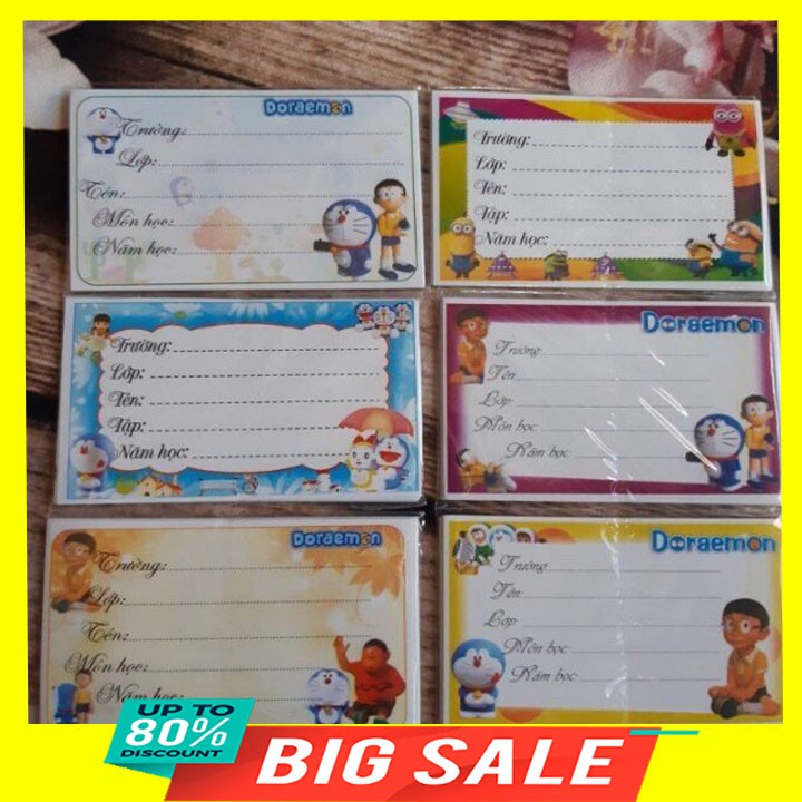 Combo 60 cái nhãn vở có keo dán sẵn