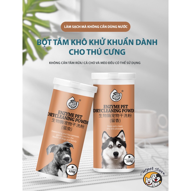 Bột tắm khô cho chó mèo, bột tắm khô tiện lợi cho thú cưng