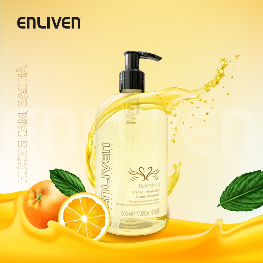 Nước rửa tay dưỡng ẩm cao cấp Enliven nhập khẩu chính hãng Anh Quốc an toàn tuyệt đối