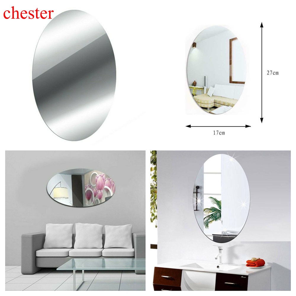 Gương dán tường hình bầu dục tự dính dành cho trang trí phòng tắm