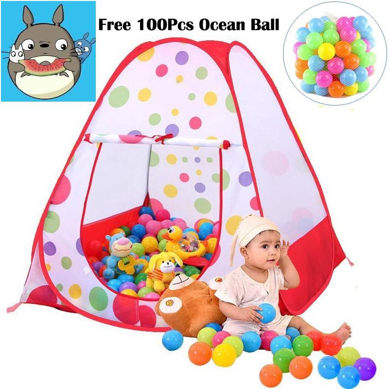 Bộ 100 Quả Bóng + Lều Gấp Gọn Cho Bé Chơi Trong Nhà / Ngoài Trời