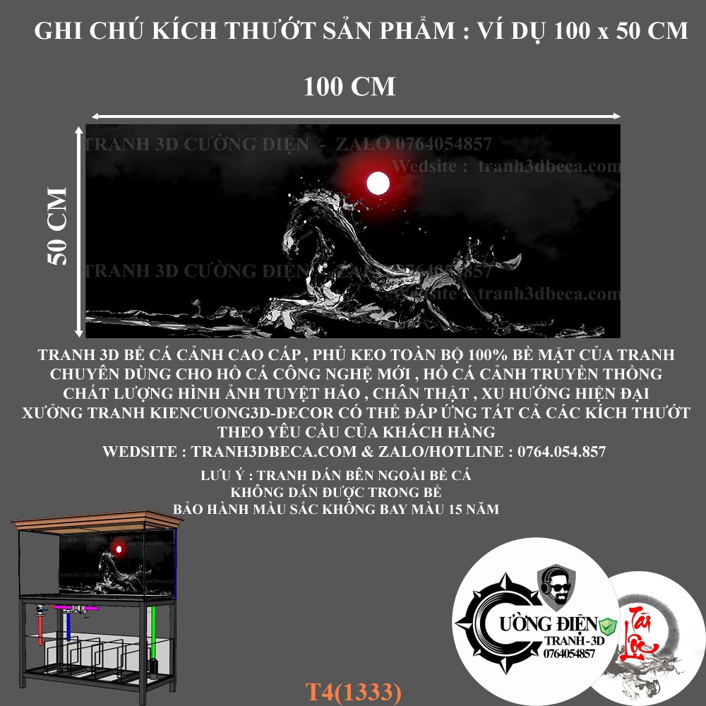 Tranh dán bể cá 3d nhiều kích thướt