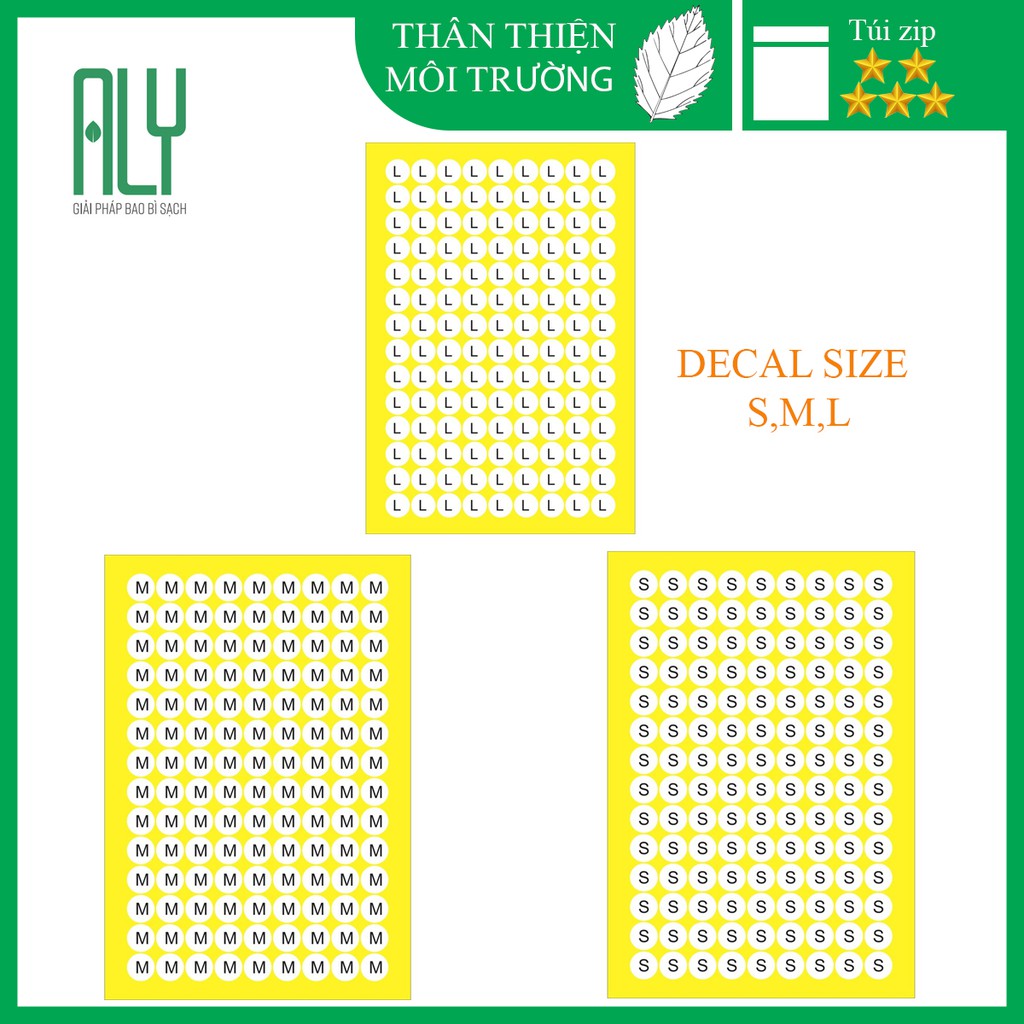 Decal Dán Size Sml Đầy Đủ Size Để Dán Quần Áo