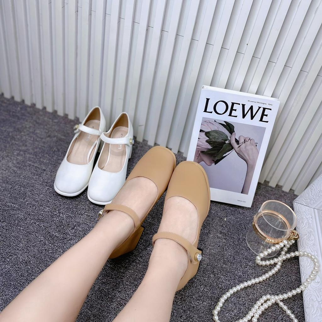 Min's Shoes - Giày Mary Jane Gót Vuông Da Mềm Cao Cấp V268