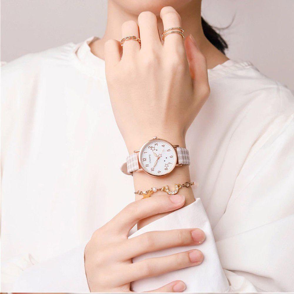 Đồng Hồ Đeo Tay Daes Dây Da PU Phối Hợp Kim Thiết Kế Đơn Giản Phong Cách Hàn Quốc Cho Bé