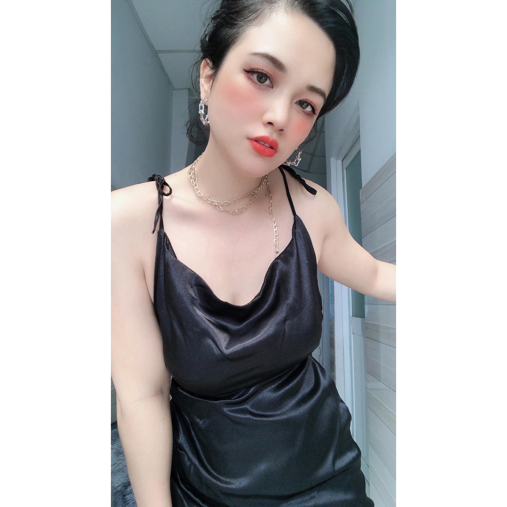 Đầm body Đầm lụa ngắn sexy, dự tiệc, đi bar sang chảnh hở lưng