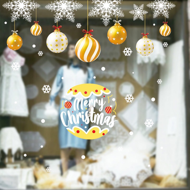 Decal dán tường Noel HÍT TĨNH ĐIỆN - RÈM TRÁI CHÂU VÀNG CAO CẤP
