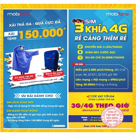 ĐẦU 07 - SIM MOBIFONE BA KHÍA KHÔNG TIỀN VẪN GỌI VÔ TƯ -SIM MOBI