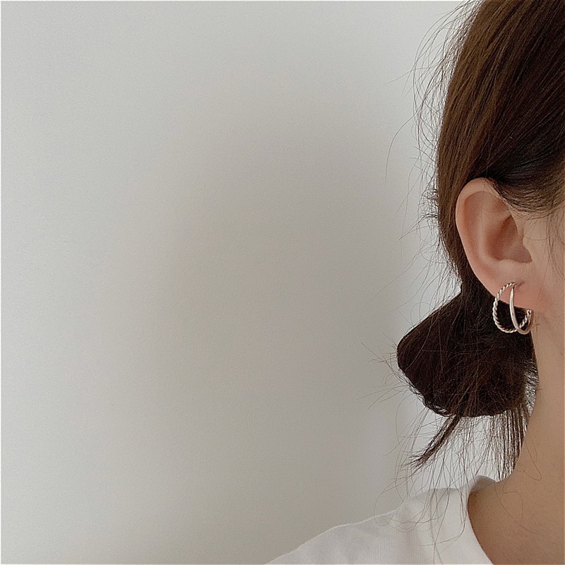 Hoa tai tròn mạ bạc 925 thời trang A0008