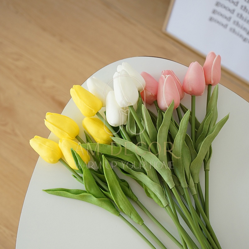 Hoa tulip giả nhiều màu phụ kiện chụp ảnh decor trang trí phòng khách đáng yêu - AM Decor