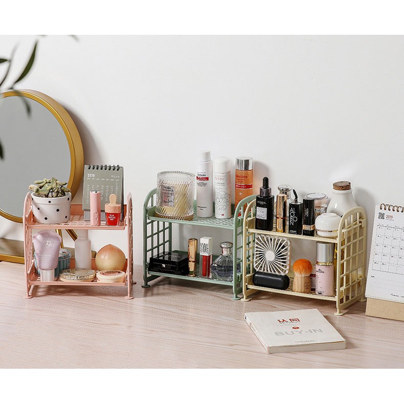 Kệ để đồ mini đa năng 2 tầng để đồ dùng, mỹ phẩm, các vật dụng nhỏ gọn, tối ưu diện tích sử dụng