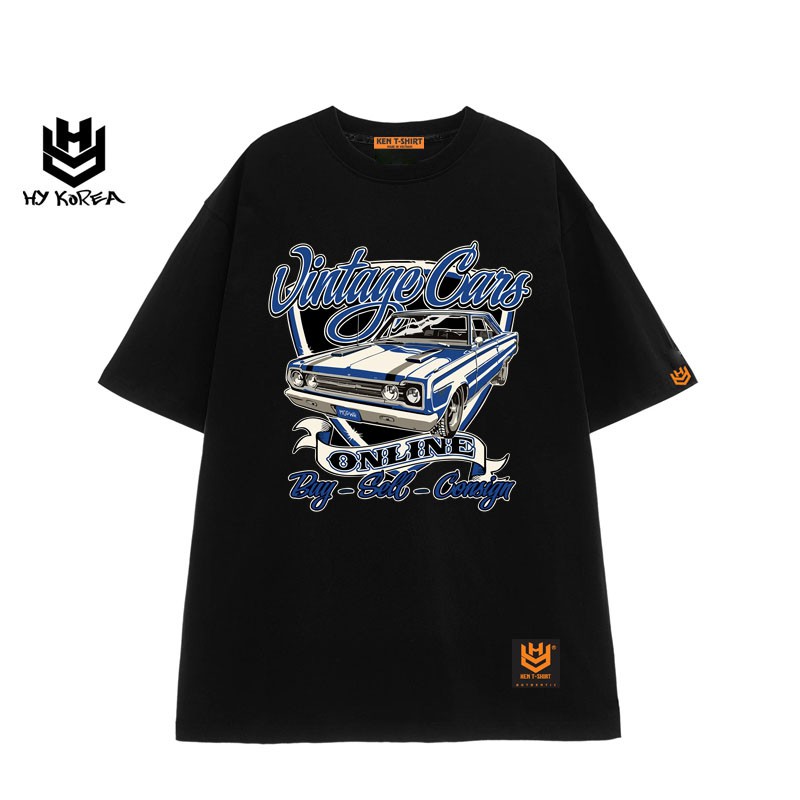 Áo thun tay lỡ HY KOREA nam nữ form rộng unisex in hình Cars Online DC245.