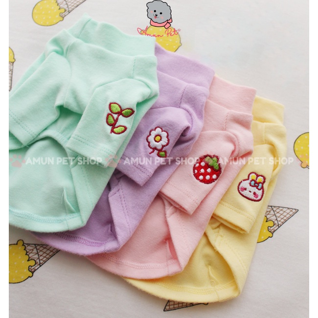 Áo Thun Cho Chó Mèo Màu Pastel Hoạ Tiết Dễ Thương Mẫu Quần Áo Cho Thú Cưng Thời Trang Giá Rẻ Mùa Thu Đông Amun Pet